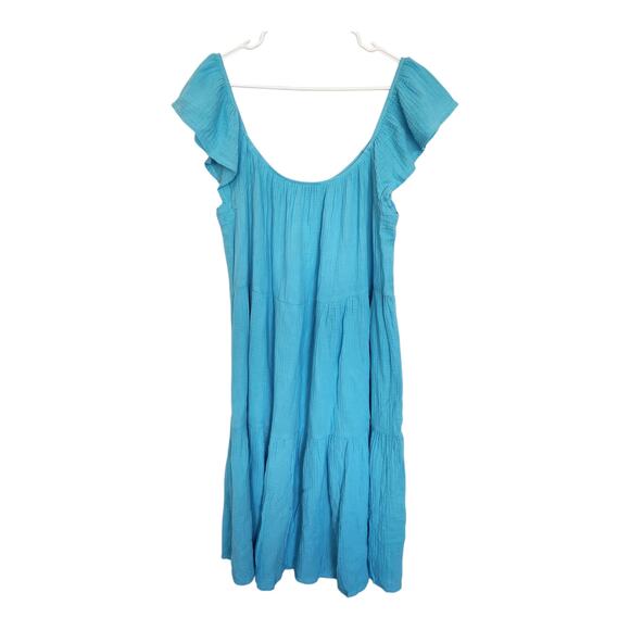NATION Gauze Midi Dress XXL‎ Blue Plus Size Beach Coastal Resortwear Vacation - Picture 2 of 8